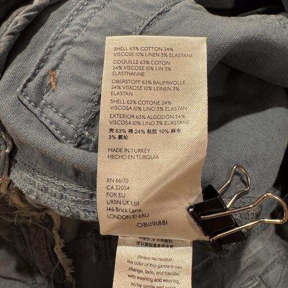 Anthropologie Pants The Wanderer Boho Gorpcore Linen Cargo Zebra Blue 26 JD - Picture 6 of 7